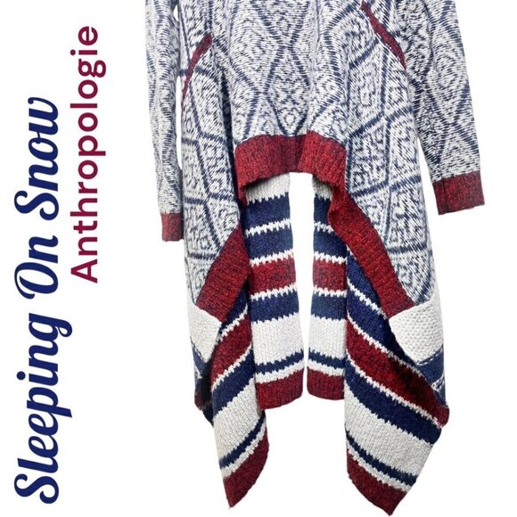 SLEEPING ON SNOW (ANTHROPOLOGIE) Open Front Wool Southwest Chunky Cardigan, Size - Picture 8 of 13